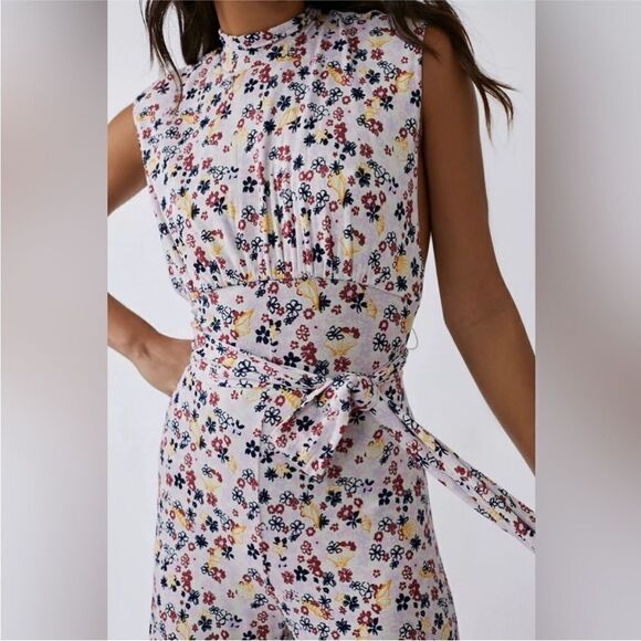 Free People NWT Vibe Check Wide Leg Jumpsuit Tea Ditsy Shell Combo Floral Small - Picture 1 of 11